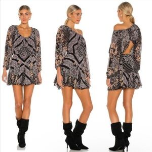 Free People Seven Wonders Mini Black and Cream Backless Dress